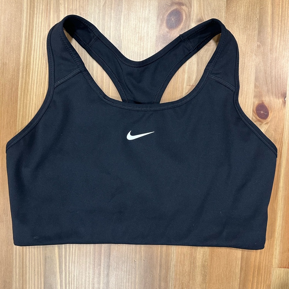 Nike Women's Black Sports Bra with White Logo